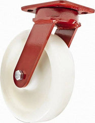 Hamilton - 8" Diam x 2" Wide x 9-1/2" OAH Top Plate Mount Swivel Caster - Plastic, 1,100 Lb Capacity, Sealed Precision Ball Bearing, 4 x 5" Plate - Americas Industrial Supply