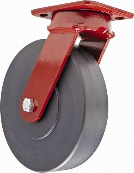 Hamilton - 8" Diam x 2" Wide x 9-1/2" OAH Top Plate Mount Swivel Caster - Plastic, 2,500 Lb Capacity, Sealed Precision Ball Bearing, 4 x 5" Plate - Americas Industrial Supply