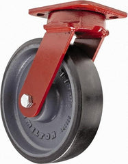 Hamilton - 8" Diam x 2" Wide x 9-1/2" OAH Top Plate Mount Swivel Caster - Polyurethane, 1,950 Lb Capacity, Sealed Precision Ball Bearing, 4 x 5" Plate - Americas Industrial Supply