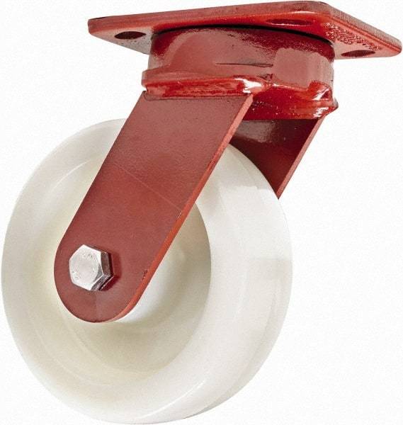 Hamilton - 6" Diam x 2" Wide x 7-1/2" OAH Top Plate Mount Swivel Caster - Plastic, 1,000 Lb Capacity, Sealed Precision Ball Bearing, 4 x 5" Plate - Americas Industrial Supply