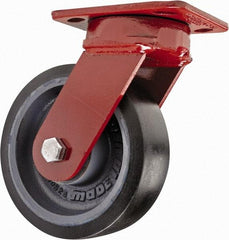 Hamilton - 6" Diam x 2" Wide x 7-1/2" OAH Top Plate Mount Swivel Caster - Polyurethane, 1,560 Lb Capacity, Sealed Precision Ball Bearing, 4 x 5" Plate - Americas Industrial Supply