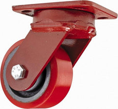 Hamilton - 4" Diam x 2" Wide x 5-5/8" OAH Top Plate Mount Swivel Caster - Polyurethane, 900 Lb Capacity, Sealed Precision Ball Bearing, 4 x 5" Plate - Americas Industrial Supply