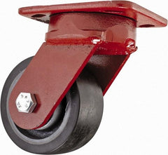 Hamilton - 4" Diam x 2" Wide x 5-5/8" OAH Top Plate Mount Swivel Caster - Steel, 1,400 Lb Capacity, Sealed Precision Ball Bearing, 4 x 5" Plate - Americas Industrial Supply