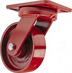 Hamilton - 6" Diam x 2" Wide x 7-3/4" OAH Top Plate Mount Swivel Caster - Steel, 1,400 Lb Capacity, Sealed Precision Ball Bearing, 4-1/2 x 6-1/2" Plate - Americas Industrial Supply