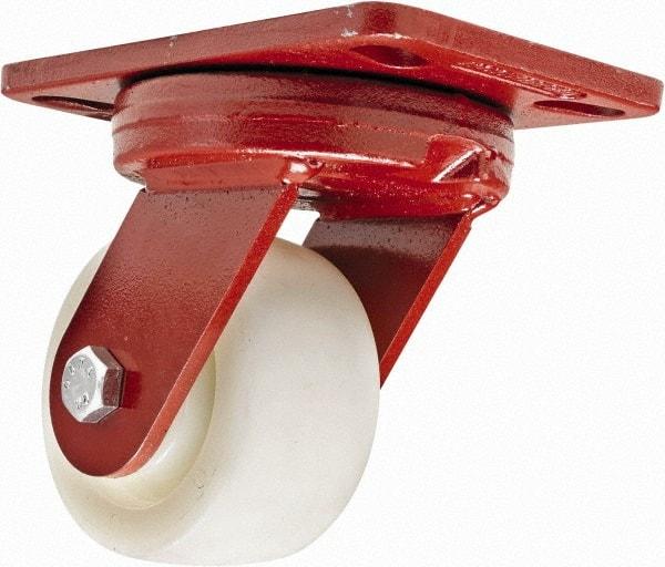 Hamilton - 4" Diam x 2" Wide x 5-5/8" OAH Top Plate Mount Swivel Caster - Plastic, 800 Lb Capacity, Sealed Precision Ball Bearing, 4-1/2 x 6-1/2" Plate - Americas Industrial Supply