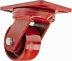 Hamilton - 4" Diam x 2" Wide x 5-5/8" OAH Top Plate Mount Swivel Caster - Steel, 1,000 Lb Capacity, Sealed Precision Ball Bearing, 4-1/2 x 6-1/2" Plate - Americas Industrial Supply