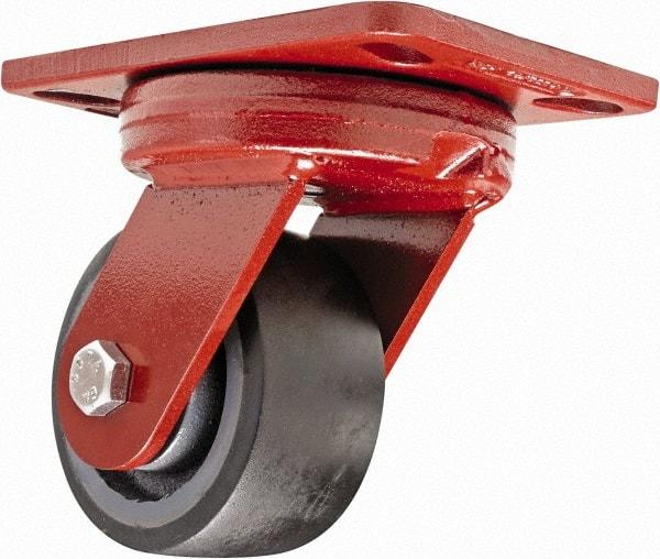 Hamilton - 4" Diam x 2" Wide x 5-5/8" OAH Top Plate Mount Swivel Caster - Polyurethane, 975 Lb Capacity, Sealed Precision Ball Bearing, 4-1/2 x 6-1/2" Plate - Americas Industrial Supply