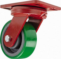 Hamilton - 4" Diam x 2" Wide x 5-5/8" OAH Top Plate Mount Swivel Caster - Polyurethane, 750 Lb Capacity, Sealed Precision Ball Bearing, 4-1/2 x 6-1/2" Plate - Americas Industrial Supply