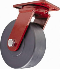 Hamilton - 8" Diam x 3" Wide x 10-1/4" OAH Top Plate Mount Swivel Caster - Plastic, 3,200 Lb Capacity, Sealed Precision Ball Bearing, 4-1/2 x 6-1/2" Plate - Americas Industrial Supply