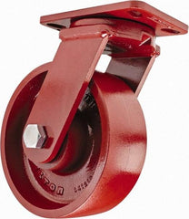Hamilton - 8" Diam x 3" Wide x 10-1/4" OAH Top Plate Mount Swivel Caster - Steel, 2,600 Lb Capacity, Sealed Precision Ball Bearing, 4-1/2 x 6-1/2" Plate - Americas Industrial Supply