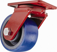 Hamilton - 6" Diam x 3" Wide x 7-1/2" OAH Top Plate Mount Swivel Caster - Polyurethane, 1,800 Lb Capacity, Sealed Precision Ball Bearing, 4-1/2 x 6-1/2" Plate - Americas Industrial Supply