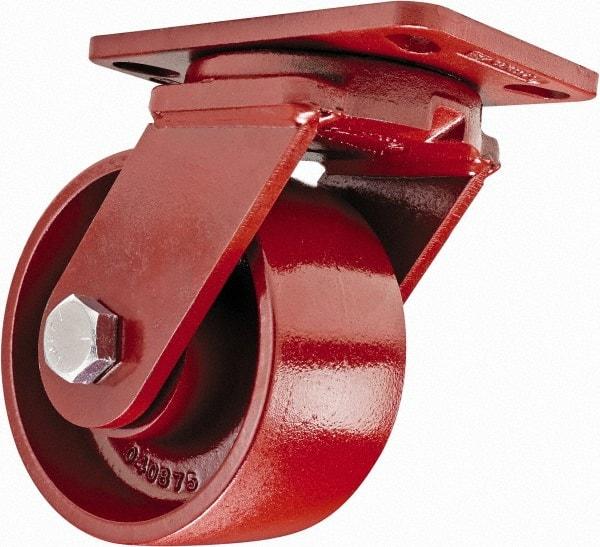 Hamilton - 6" Diam x 3" Wide x 7-1/2" OAH Top Plate Mount Swivel Caster - Steel, 2,500 Lb Capacity, Sealed Precision Ball Bearing, 4-1/2 x 6-1/2" Plate - Americas Industrial Supply