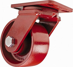 Hamilton - 6" Diam x 3" Wide x 7-1/2" OAH Top Plate Mount Swivel Caster - Steel, 2,500 Lb Capacity, Sealed Precision Ball Bearing, 4-1/2 x 6-1/2" Plate - Americas Industrial Supply