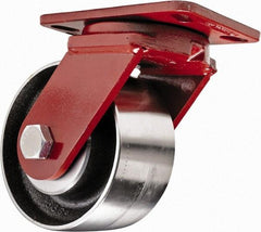 Hamilton - 6" Diam x 2" Wide x 7-3/4" OAH Top Plate Mount Swivel Caster - Steel, 2,500 Lb Capacity, Sealed Precision Ball Bearing, 4-1/2 x 6-1/2" Plate - Americas Industrial Supply
