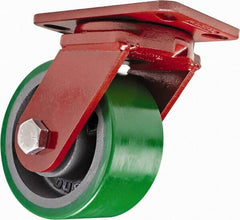 Hamilton - 6" Diam x 3" Wide x 7-1/2" OAH Top Plate Mount Swivel Caster - Polyurethane, 2,200 Lb Capacity, Sealed Precision Ball Bearing, 4-1/2 x 6-1/2" Plate - Americas Industrial Supply
