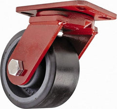 Hamilton - 6" Diam x 3" Wide x 7-1/2" OAH Top Plate Mount Swivel Caster - Polyurethane, 2,860 Lb Capacity, Sealed Precision Ball Bearing, 4-1/2 x 6-1/2" Plate - Americas Industrial Supply