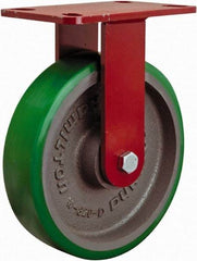 Hamilton - 8" Diam x 2" Wide x 9-1/2" OAH Top Plate Mount Rigid Caster - Polyurethane, 1,500 Lb Capacity, Sealed Precision Ball Bearing, 4 x 4-1/2" Plate - Americas Industrial Supply