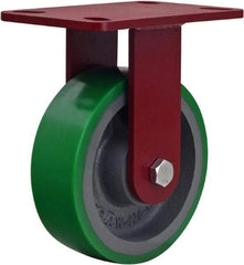 Hamilton - 6" Diam x 2" Wide x 7-1/2" OAH Top Plate Mount Rigid Caster - Polyurethane, 1,200 Lb Capacity, Sealed Precision Ball Bearing, 4 x 4-1/2" Plate - Americas Industrial Supply