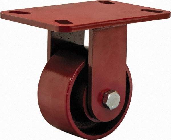 Hamilton - 4" Diam x 2" Wide x 5-5/8" OAH Top Plate Mount Rigid Caster - Steel, 1,400 Lb Capacity, Sealed Precision Ball Bearing, 4 x 4-1/2" Plate - Americas Industrial Supply