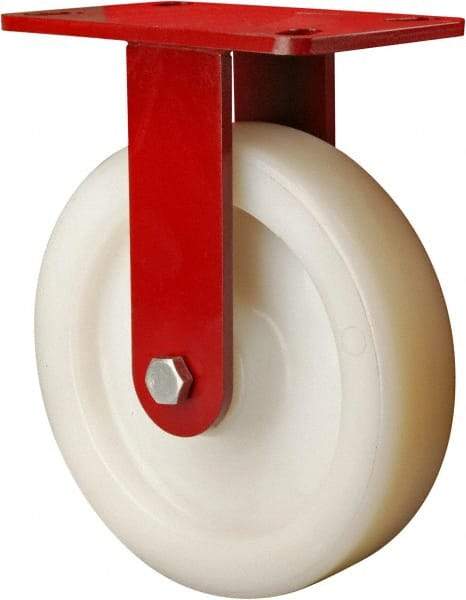 Hamilton - 8" Diam x 2" Wide x 9-1/2" OAH Top Plate Mount Rigid Caster - Plastic, 1,100 Lb Capacity, Sealed Precision Ball Bearing, 4 x 4-1/2" Plate - Americas Industrial Supply