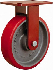Hamilton - 8" Diam x 2" Wide x 9-1/2" OAH Top Plate Mount Rigid Caster - Polyurethane, 1,800 Lb Capacity, Sealed Precision Ball Bearing, 4 x 4-1/2" Plate - Americas Industrial Supply
