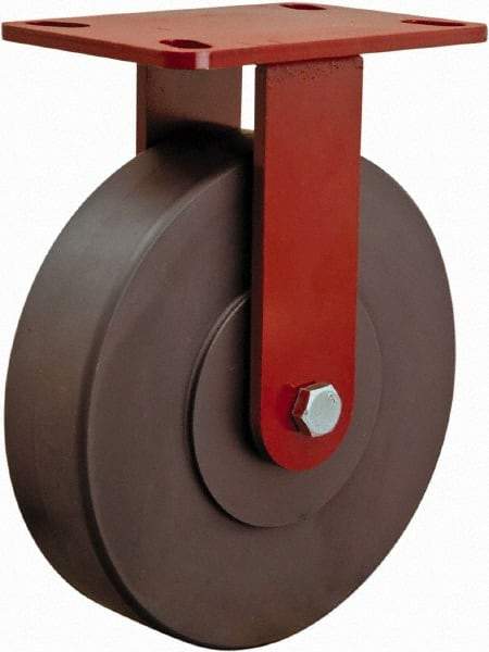 Hamilton - 8" Diam x 2" Wide x 9-1/2" OAH Top Plate Mount Rigid Caster - Plastic, 2,500 Lb Capacity, Sealed Precision Ball Bearing, 4 x 4-1/2" Plate - Americas Industrial Supply