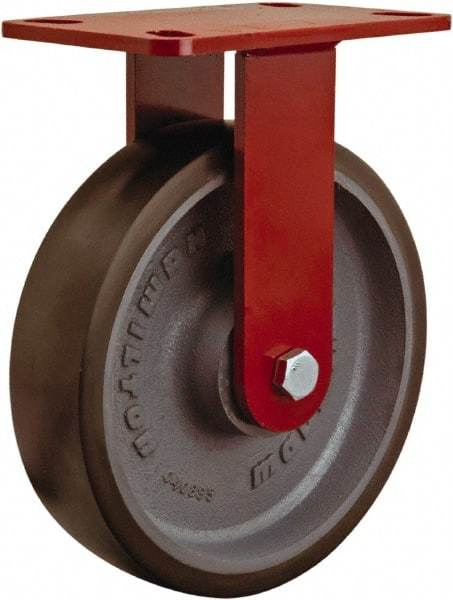 Hamilton - 8" Diam x 2" Wide x 9-1/2" OAH Top Plate Mount Rigid Caster - Steel, 1,500 Lb Capacity, Sealed Precision Ball Bearing, 4 x 4-1/2" Plate - Americas Industrial Supply