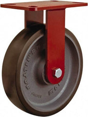 Hamilton - 8" Diam x 2" Wide x 9-1/2" OAH Top Plate Mount Rigid Caster - Steel, 1,500 Lb Capacity, Sealed Precision Ball Bearing, 4 x 4-1/2" Plate - Americas Industrial Supply