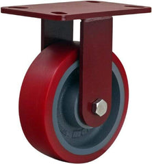 Hamilton - 6" Diam x 2" Wide x 7-1/2" OAH Top Plate Mount Rigid Caster - Polyurethane, 1,400 Lb Capacity, Sealed Precision Ball Bearing, 4 x 4-1/2" Plate - Americas Industrial Supply