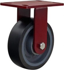 Hamilton - 6" Diam x 2" Wide x 7-1/2" OAH Top Plate Mount Rigid Caster - Polyurethane, 1,560 Lb Capacity, Sealed Precision Ball Bearing, 4 x 4-1/2" Plate - Americas Industrial Supply