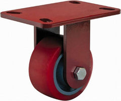 Hamilton - 4" Diam x 2" Wide x 5-5/8" OAH Top Plate Mount Rigid Caster - Polyurethane, 900 Lb Capacity, Sealed Precision Ball Bearing, 4 x 4-1/2" Plate - Americas Industrial Supply