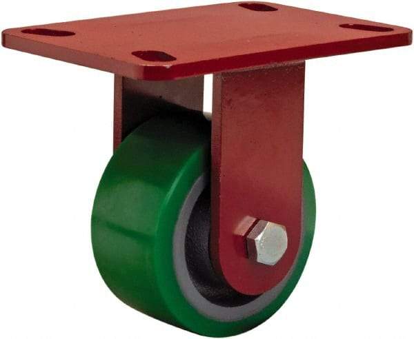 Hamilton - 4" Diam x 2" Wide x 5-5/8" OAH Top Plate Mount Rigid Caster - Polyurethane, 750 Lb Capacity, Sealed Precision Ball Bearing, 4 x 4-1/2" Plate - Americas Industrial Supply