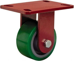 Hamilton - 4" Diam x 2" Wide x 5-5/8" OAH Top Plate Mount Rigid Caster - Polyurethane, 750 Lb Capacity, Sealed Precision Ball Bearing, 4 x 4-1/2" Plate - Americas Industrial Supply