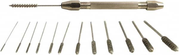 Brush Research Mfg. - 12 Piece, 1" Diam, Power Tube Brush Set - Stainless Steel Fill - Americas Industrial Supply