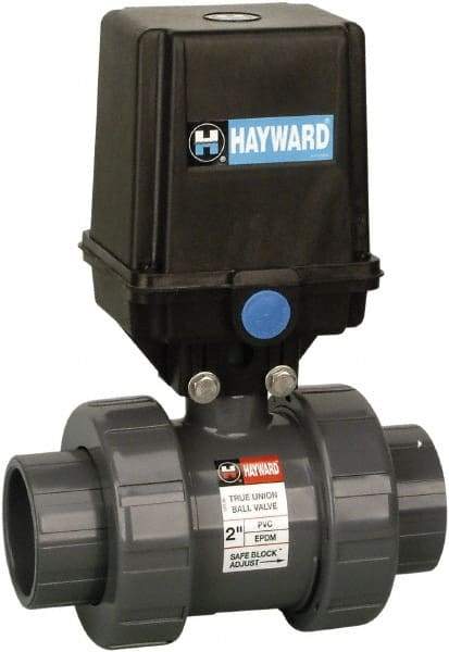 Hayward - 3/4" Pipe, 250 psi WOG Rating, PVC Electric Actuated Ball Valve - EPDM Seal, Full Port, 250 WSP Rating - Americas Industrial Supply