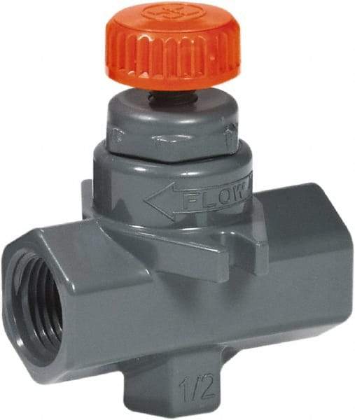 Hayward - 1/4" Pipe, Inline Needle Valve - FPM Seal, Threaded Ends, Grade PVC Cell Class 12454 per ASTM D1784 PVC Valve, 150 Max psi - Americas Industrial Supply