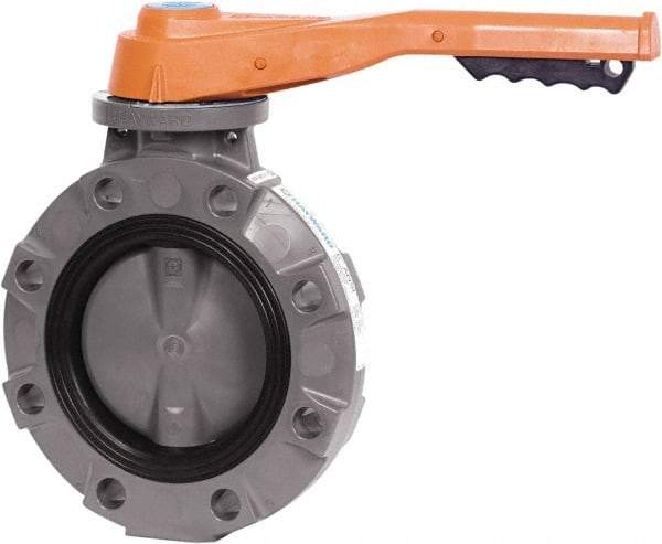 Hayward - 4" Pipe, Wafer Butterfly Valve - Lever Handle, ASTM D1784 Cell Class 12454 PVC Body, FPM Seat, 150 WOG, PVC Disc, Stainless Steel Stem - Americas Industrial Supply