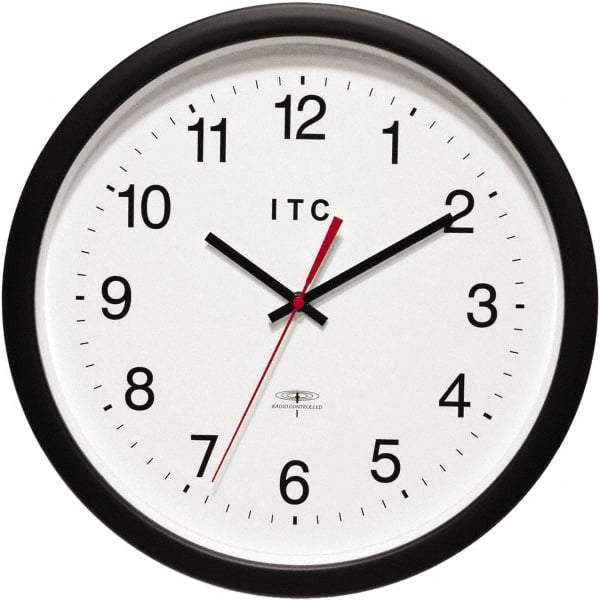 Infinity Insttruments - 13-3/4 Inch Diameter, White Face, Dial Wall Clock - Analog Display, Black Case, Runs on AA Battery - Americas Industrial Supply