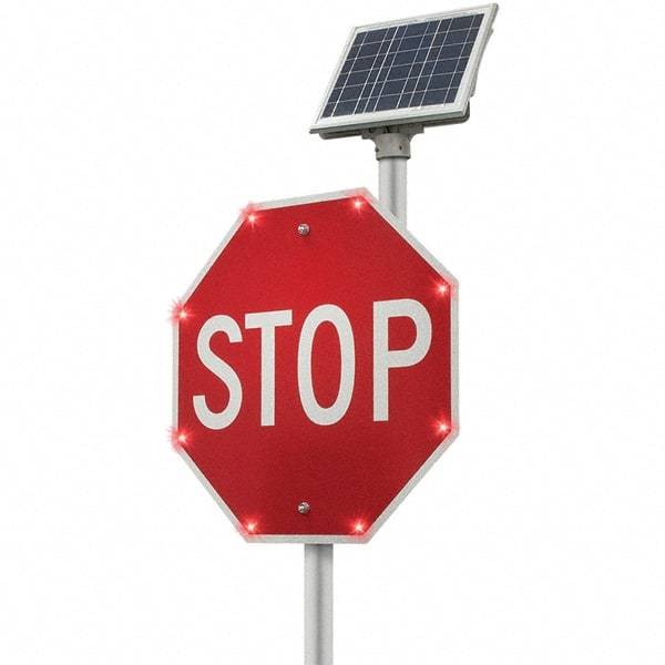 TAPCO - "Stop", 30" Wide x 24" High, Aluminum Stop & Yield Signs - White on Red, Diamond Grade Reflectivity, Octagon, Post Mount - Americas Industrial Supply