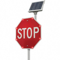 TAPCO - "Stop", 30" Wide x 24" High, Aluminum Stop & Yield Signs - White on Red, Diamond Grade Reflectivity, Octagon, Post Mount - Americas Industrial Supply