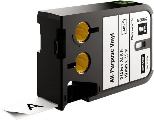 Dymo - 3/4" Wide x 276" Long, Black on White Vinyl Cartridge - For DYMO XTL Printers 1868813, 1868814, 1868815 - Americas Industrial Supply