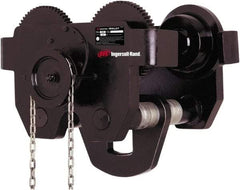 Ingersoll-Rand - 10 Ton Capacity Geared Ball Bearing Trolley - 7" to 13" Flange Width, 5.9" Wheel Diam, 10" to 24" I-Beam, 83" Min Radius - Americas Industrial Supply