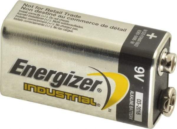 Energizer - Size 9V, Alkaline, 72 Pack, Standard Battery - 9 Volts, Miniature Snap Terminal, 6LR61, ANSI, IEC Regulated - Americas Industrial Supply