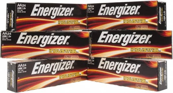 Energizer - Size AA, Alkaline, 144 Pack, Standard Battery - 1.5 Volts, Flat Terminal, LR6, ANSI, IEC Regulated - Americas Industrial Supply