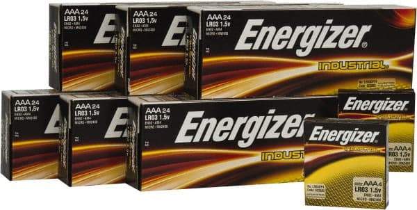 Energizer - Size AAA, Alkaline, 144 Pack, Standard Battery - 1.5 Volts, Button Tab Terminal, LR03, ANSI, IEC Regulated - Americas Industrial Supply