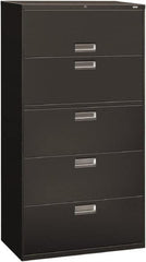 Hon - 36" Wide x 67" High x 19-1/4" Deep, 5 Drawer Roll-Out, Roll-Out Posting - Steel, Charcoal - Americas Industrial Supply