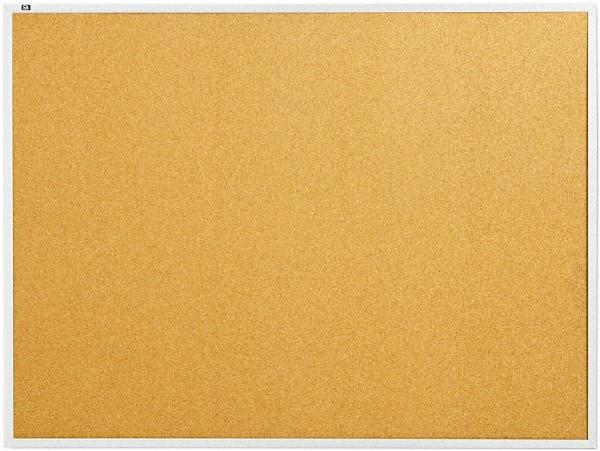 Quartet - 48" Wide x 36" High Open Cork Bulletin Board - Natural Cork over Fiberboard, Aluminum Frame - Americas Industrial Supply