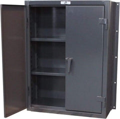 Strong Hold - 2 Shelf Wall Storage Cabinet - Steel, 36" Wide x 14" Deep x 48" High, Dark Gray - Americas Industrial Supply