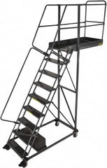 Ballymore - 96" 6 Step Cantilever Ladder - Rolling Safety Ladder, 300 Lb Capacity, 60" Platform Height, 32" Base Width x 53" Base Depth, Serrated - Americas Industrial Supply