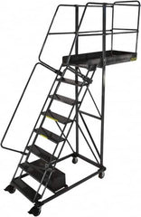 Ballymore - 122" 8 Step Configurable Cantilever Ladder - Rolling Work Platform, 300 Lb Capacity, 80" Platform Height, 32" Base Width x 65" Base Depth, Perforated Tread - Americas Industrial Supply